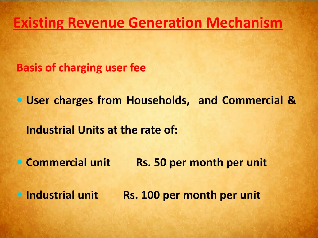 existing revenue generation mechanism