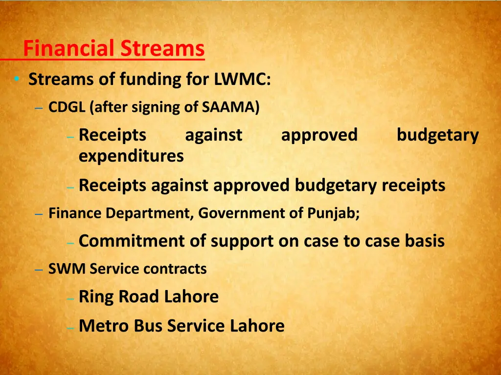 financial streams streams of funding for lwmc