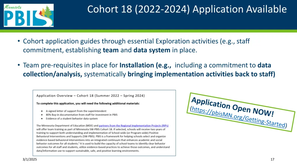 cohort 18 2022 2024 application available