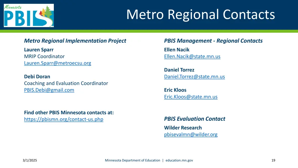 metro regional contacts