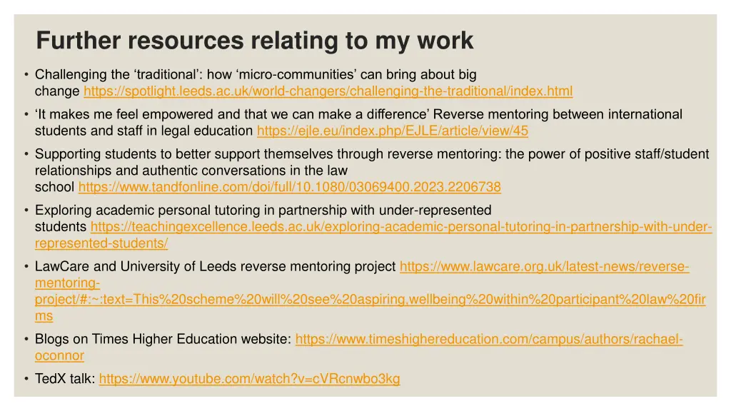 further resources relating to my work