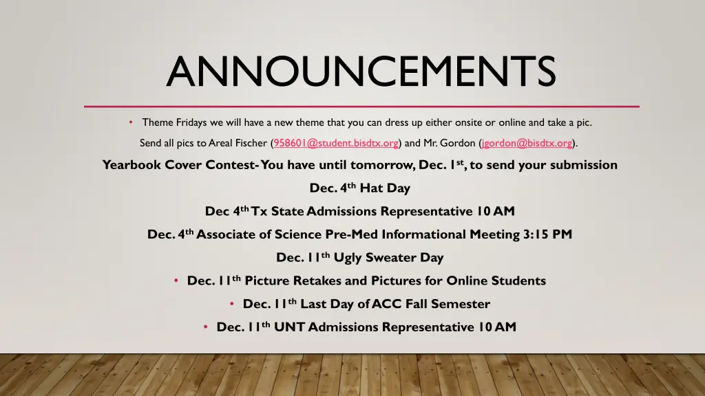 announcements