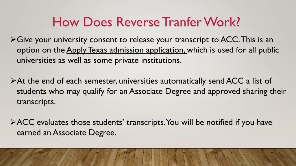how does reverse tranfer work