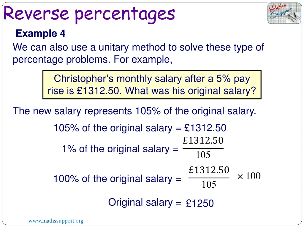 reverse percentages example 4