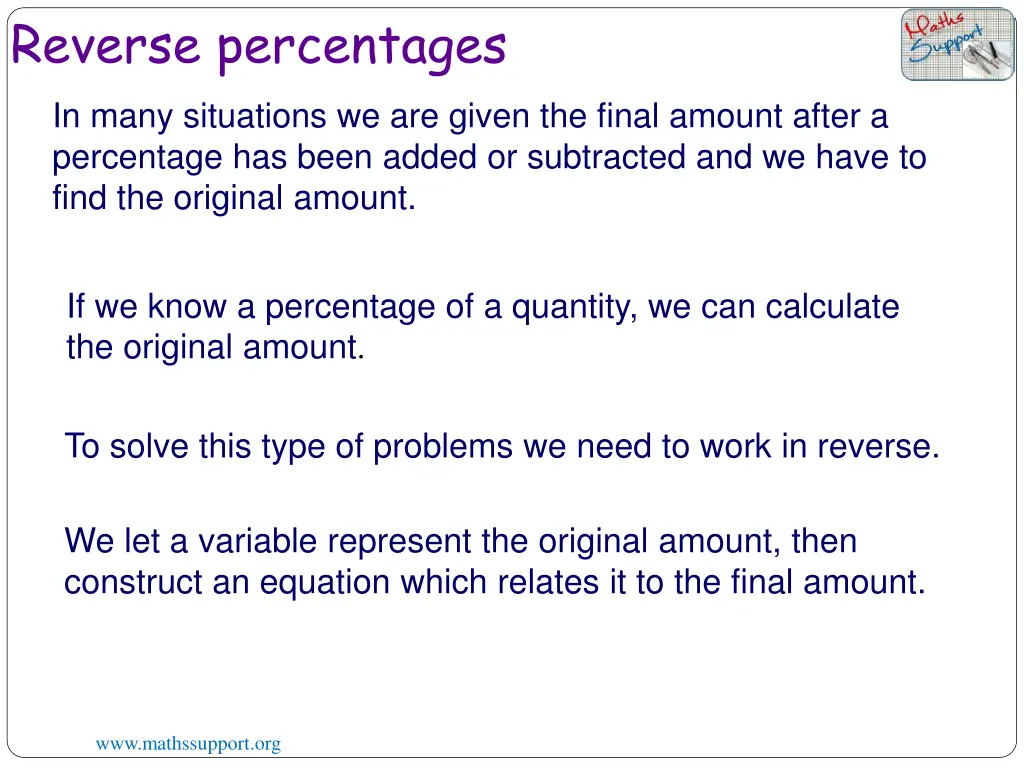 reverse percentages