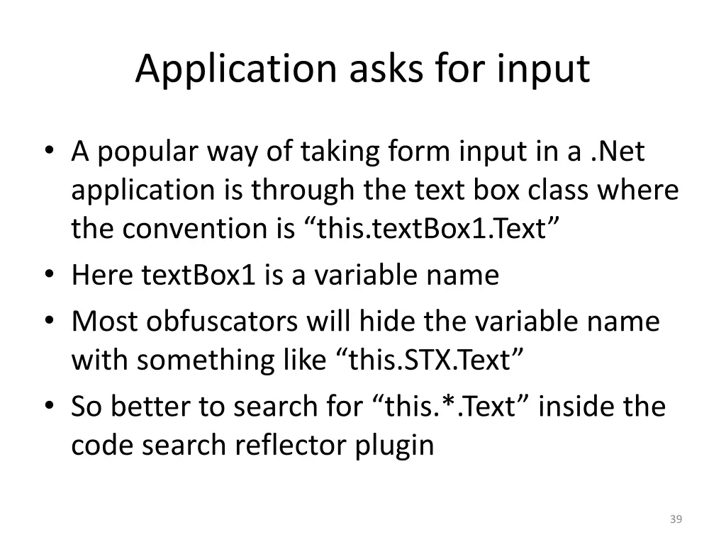 application asks for input