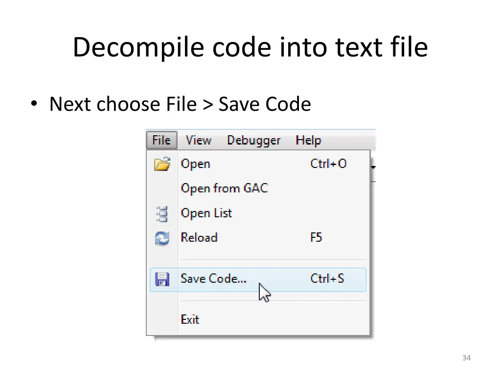 decompile code into text file 1