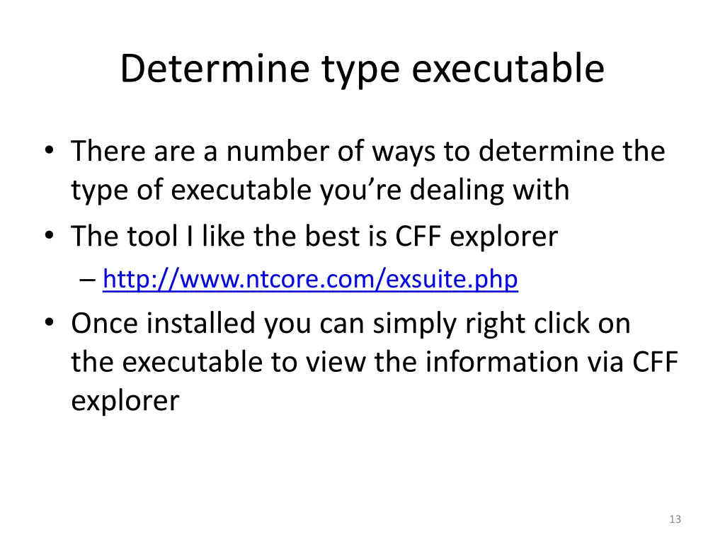 determine type executable