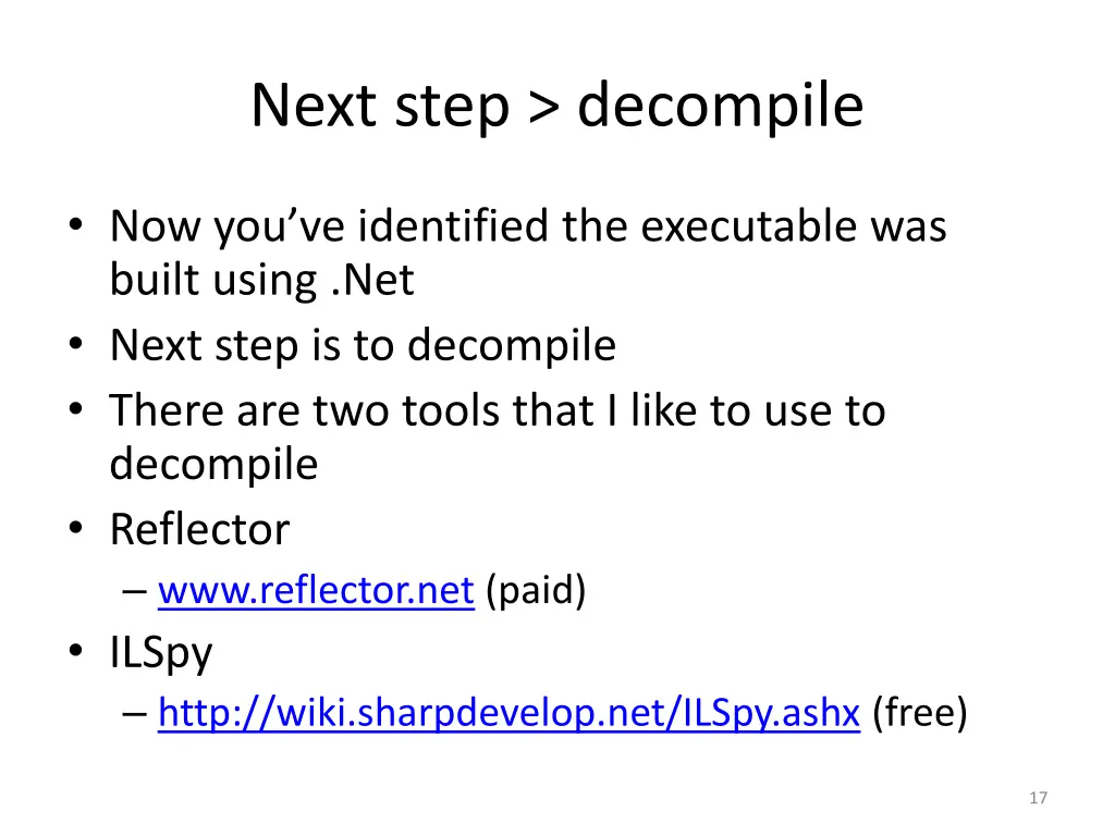 next step decompile