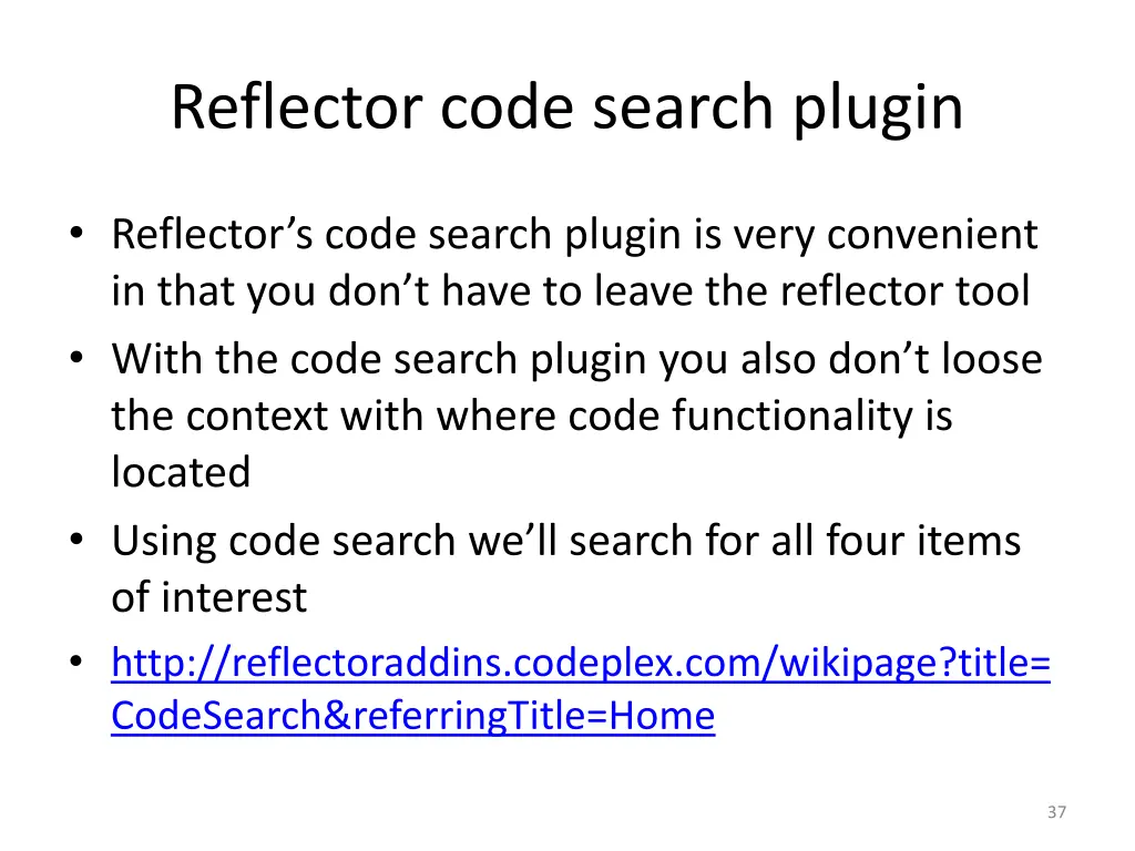 reflector code search plugin
