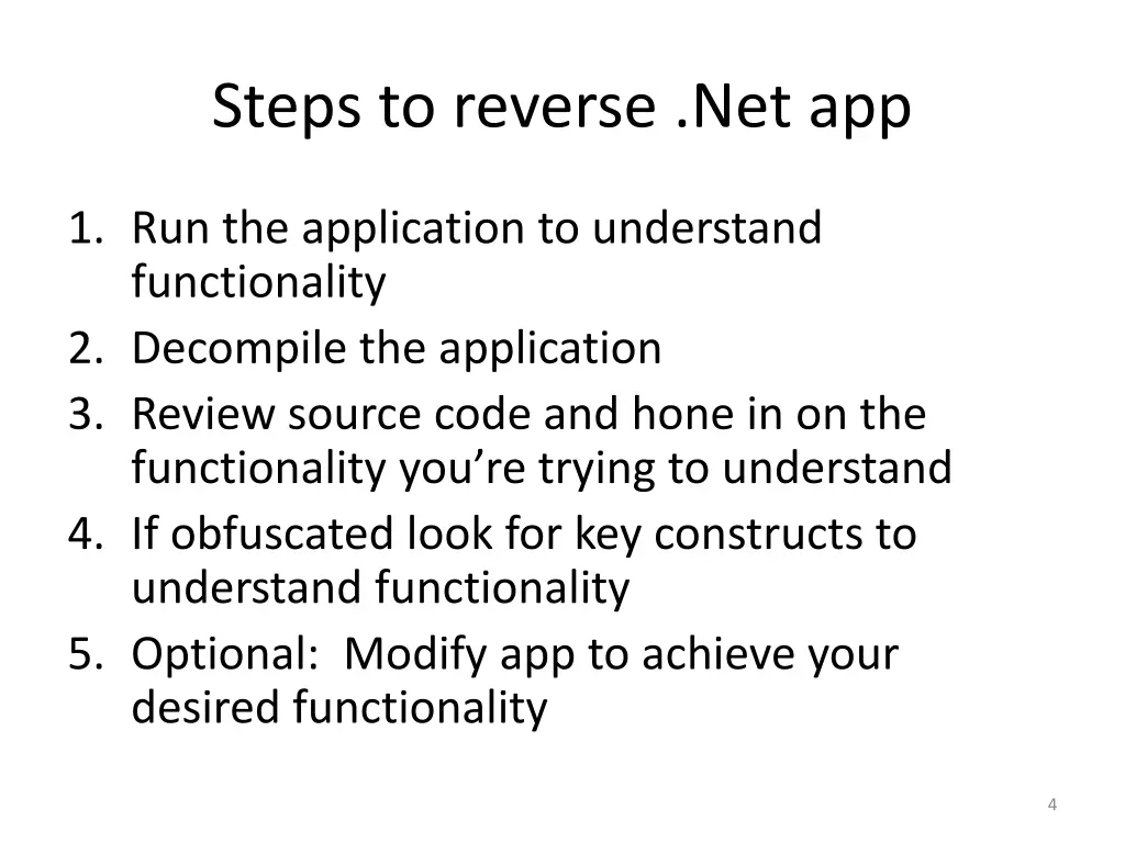 steps to reverse net app