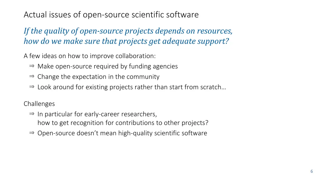 actual issues of open source scientific software