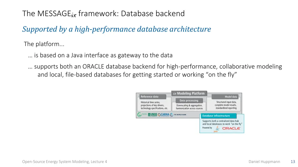 the message ix framework database backend