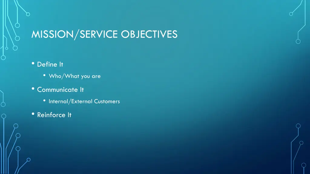 mission service objectives