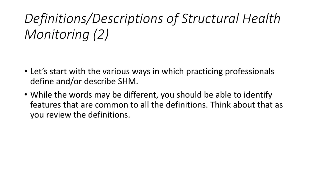 definitions descriptions of structural health 1