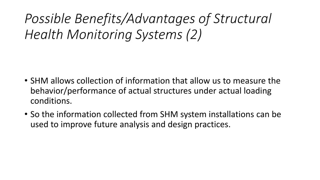 possible benefits advantages of structural health 1