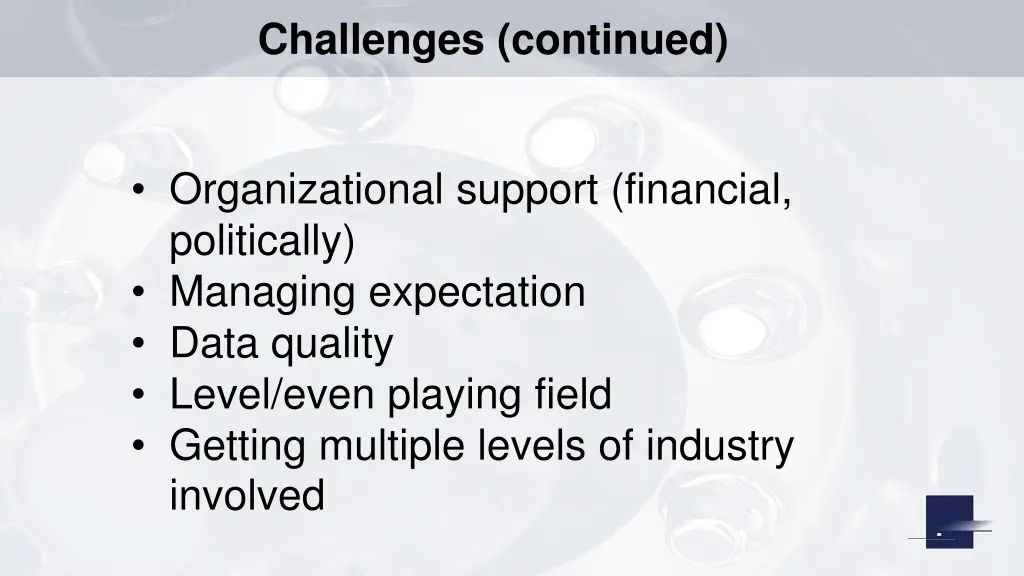 challenges continued