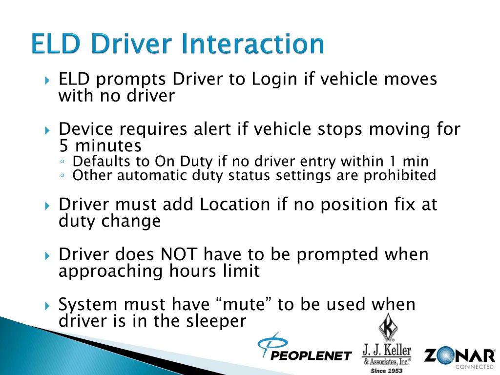 eld prompts driver to login if vehicle moves with