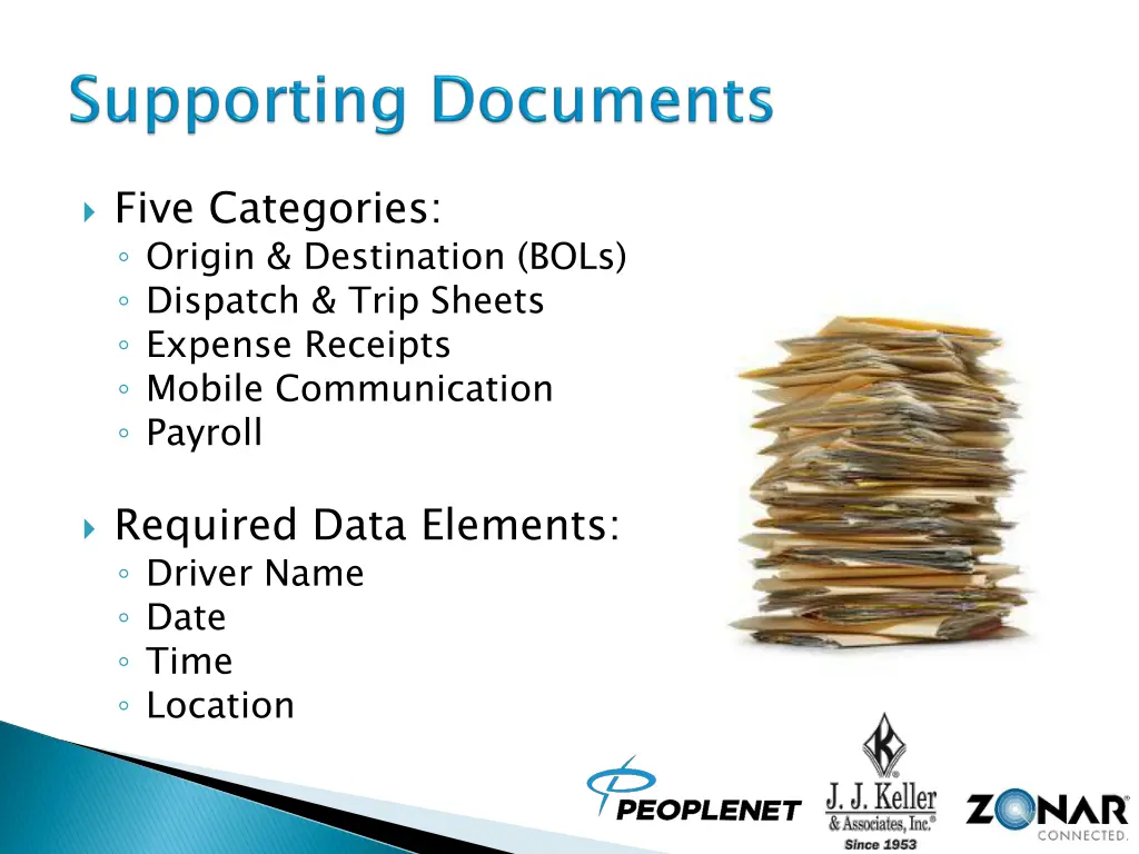 five categories origin destination bols dispatch