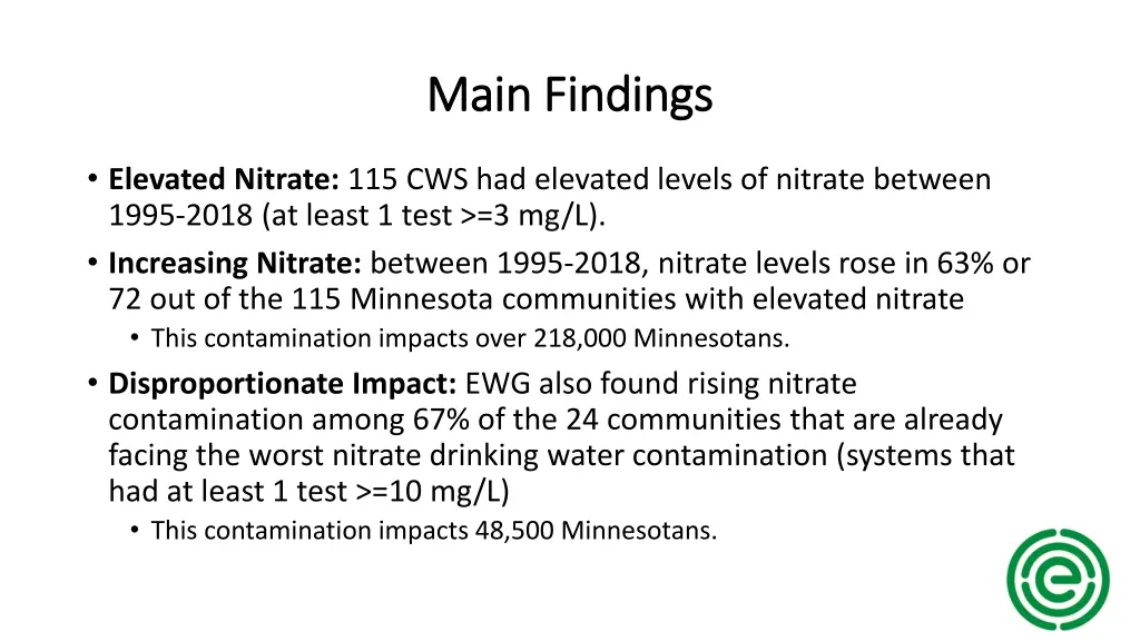 main findings main findings