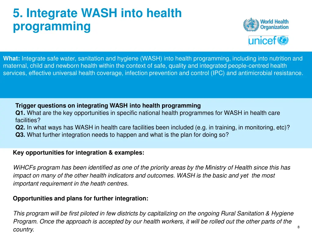 5 integrate wash into health programming