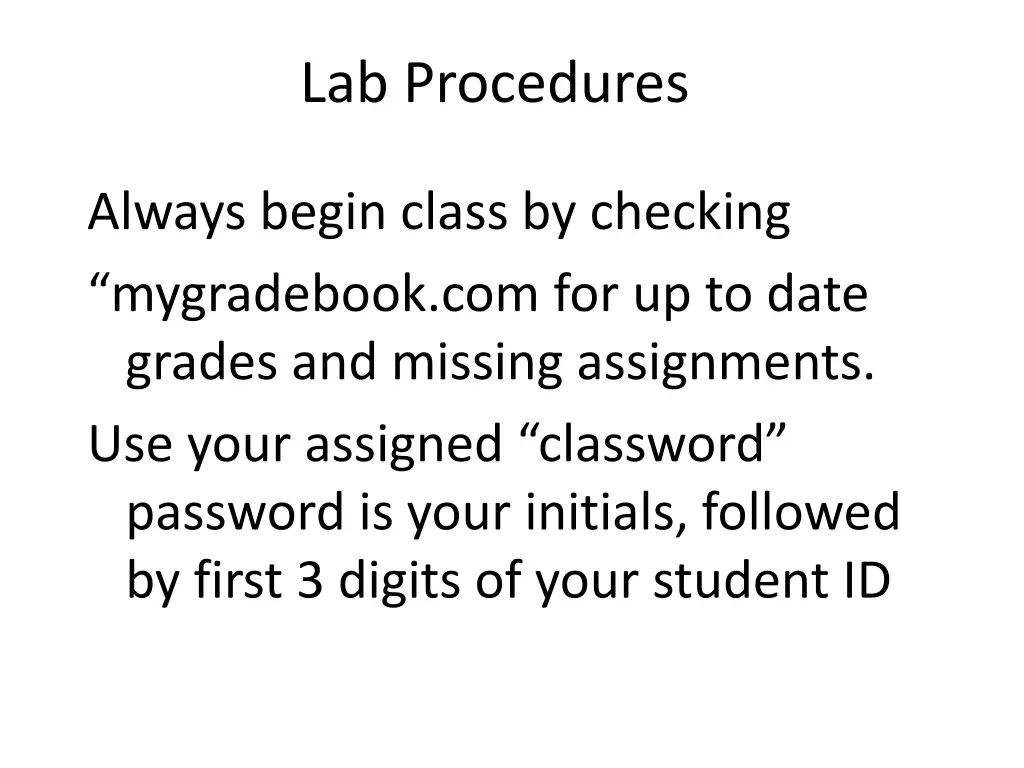 lab procedures 2