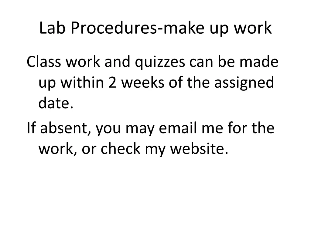 lab procedures make up work