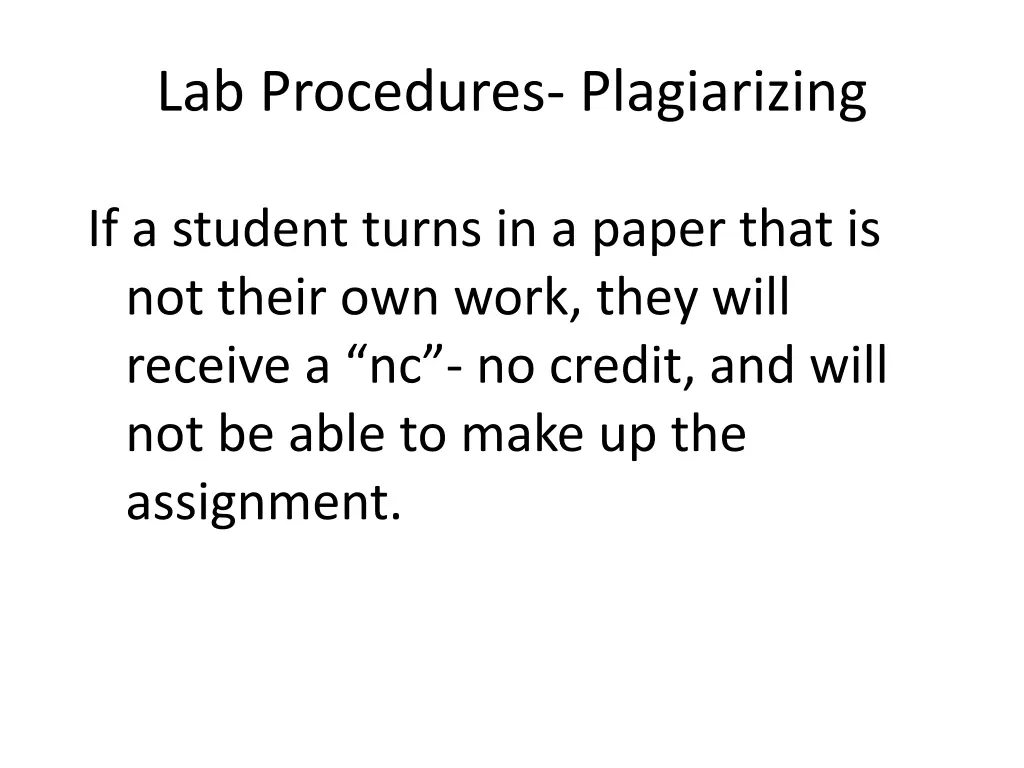 lab procedures plagiarizing