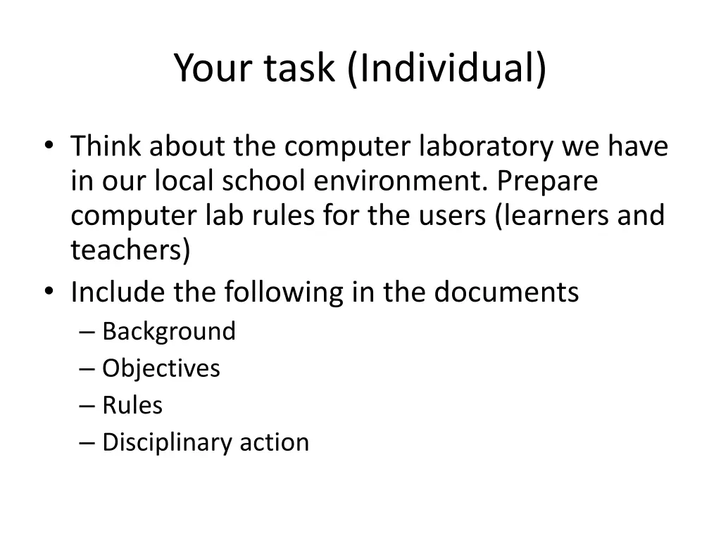 your task individual