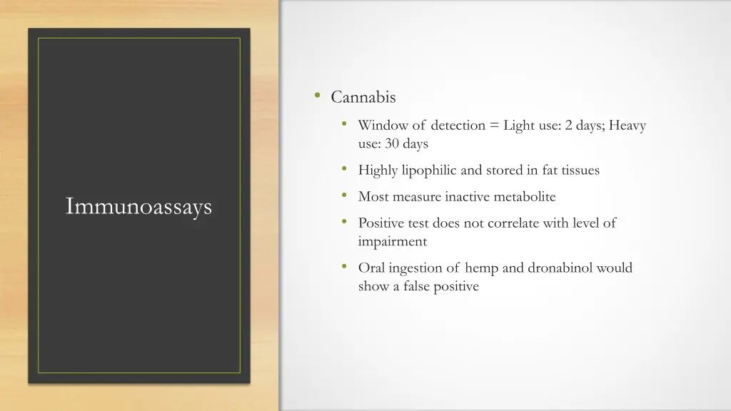 cannabis window of detection light use 2 days