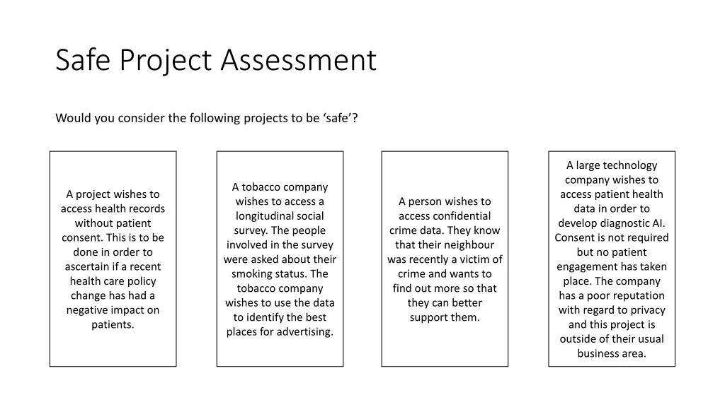safe project assessment