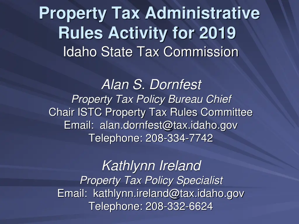 property tax administrative rules activity