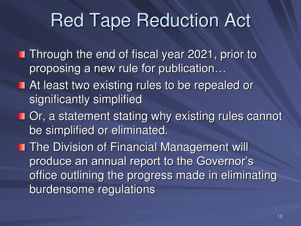 red tape reduction act