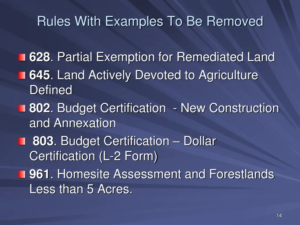 rules with examples to be removed 1