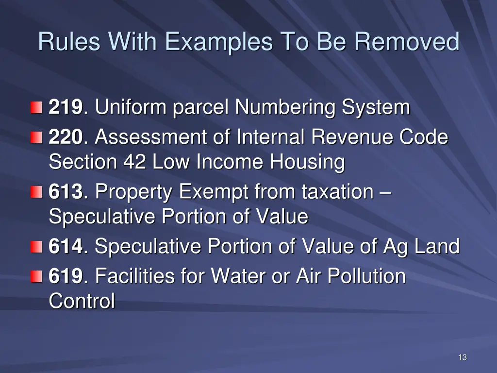 rules with examples to be removed