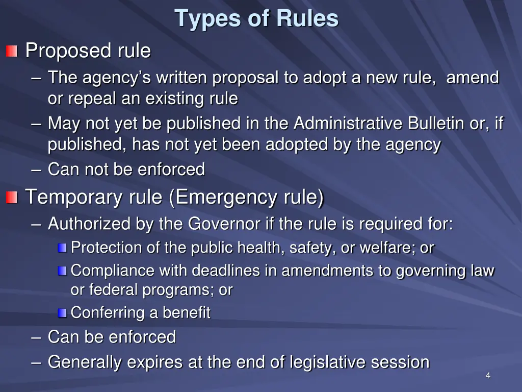 types of rules