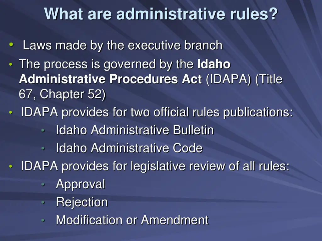 what are administrative rules