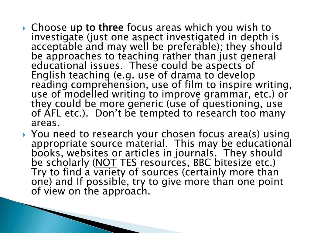 choose up to three investigate just one aspect