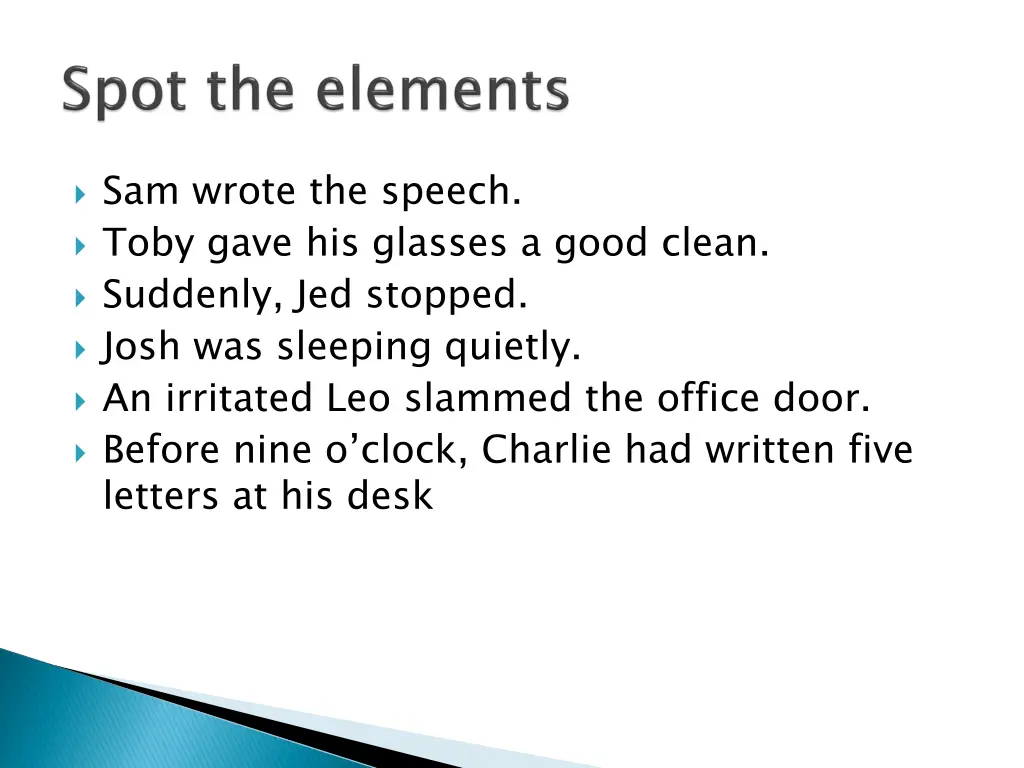 sam wrote the speech toby gave his glasses a good