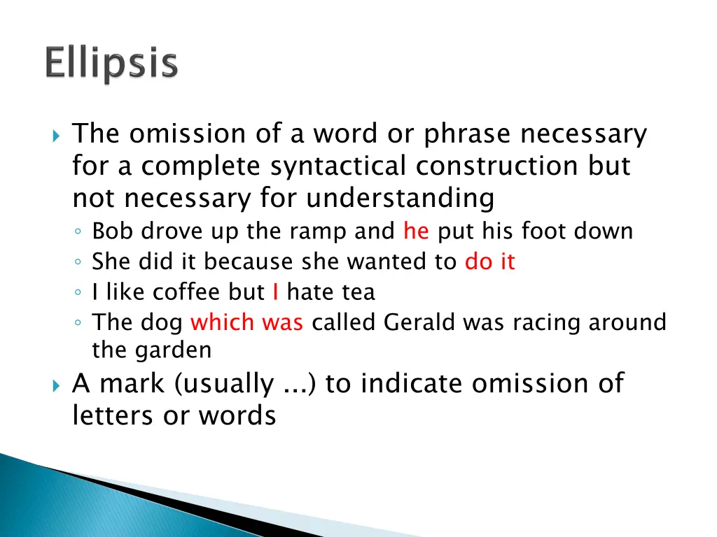 the omission of a word or phrase necessary