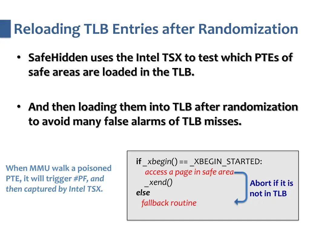 reloading tlb entries after randomization