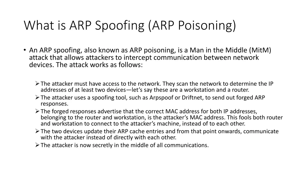 what is arp spoofing arp poisoning