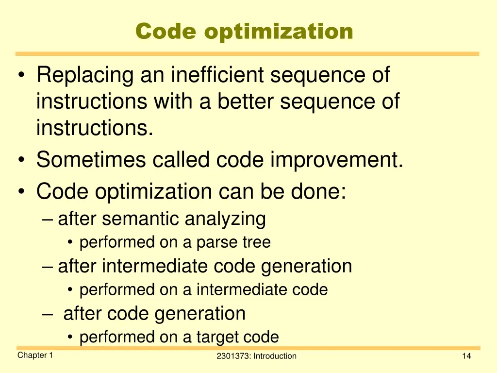 code optimization