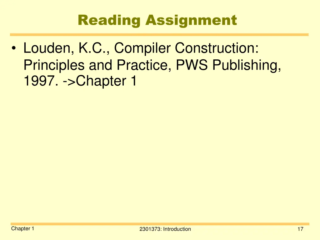 reading assignment