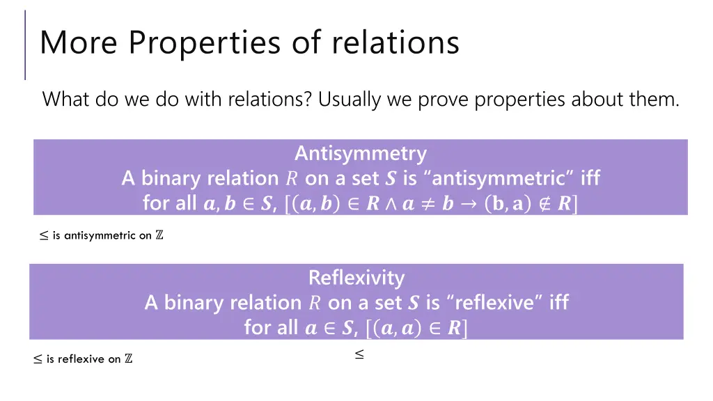more properties of relations