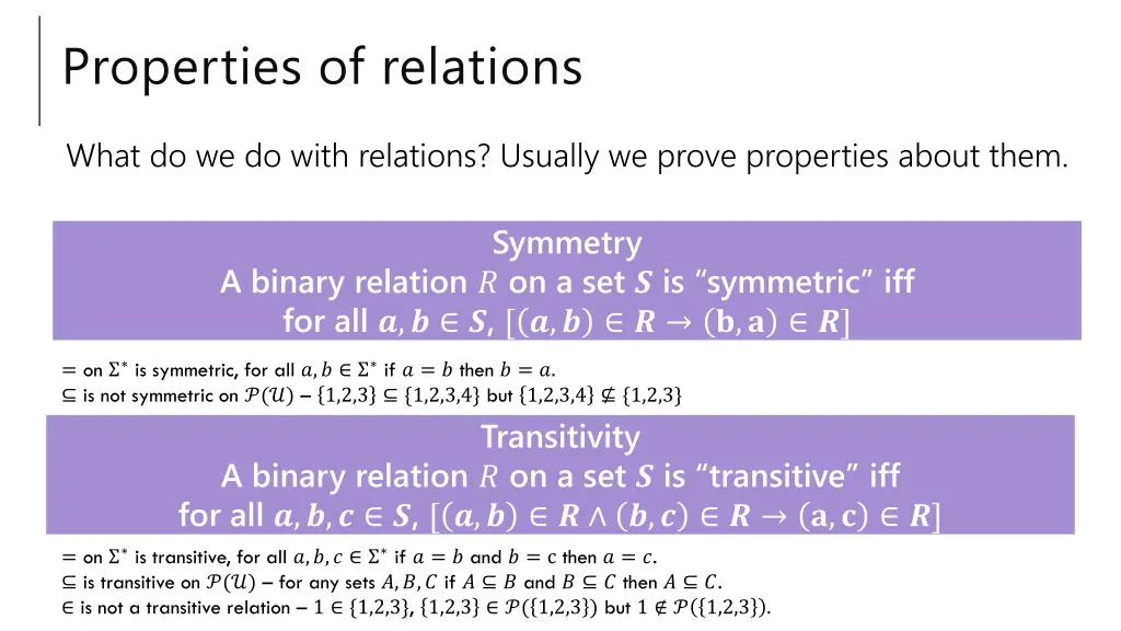 properties of relations