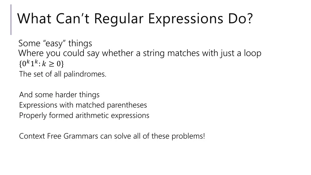 what can t regular expressions do