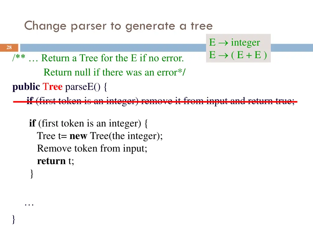 change parser to generate a tree