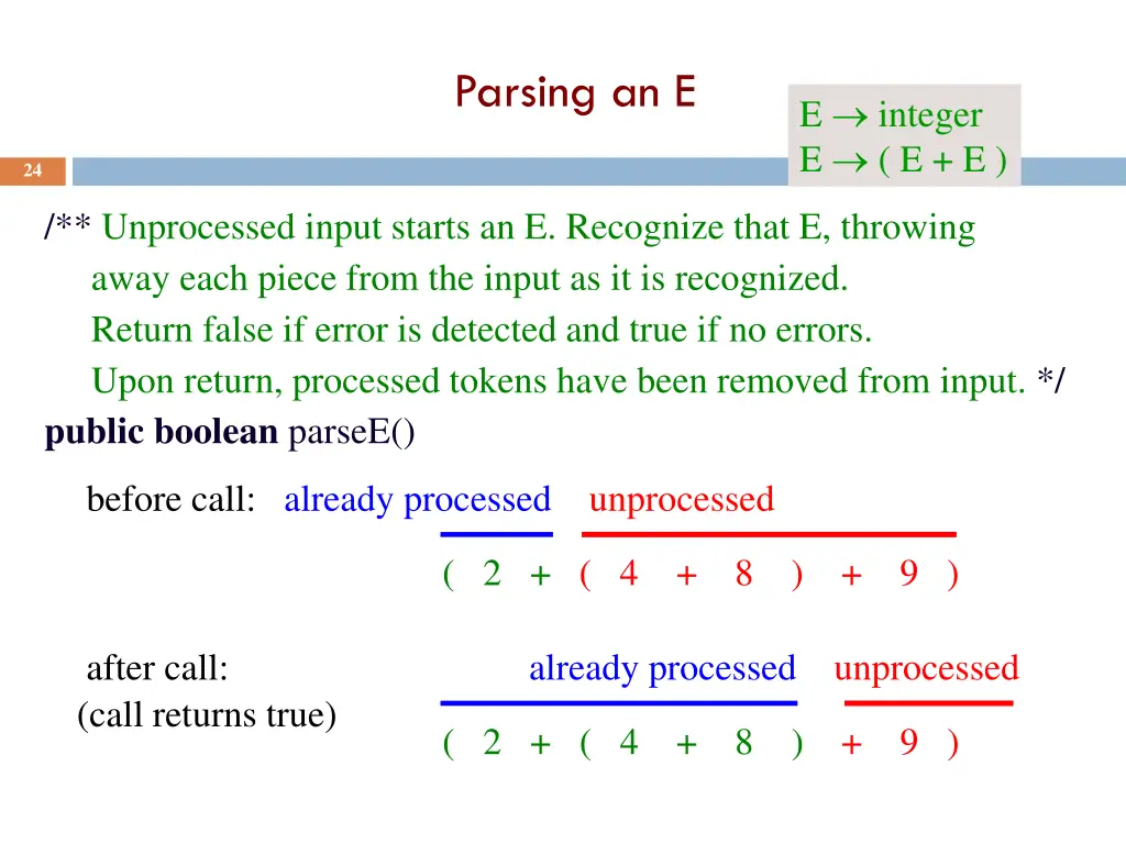 parsing an e