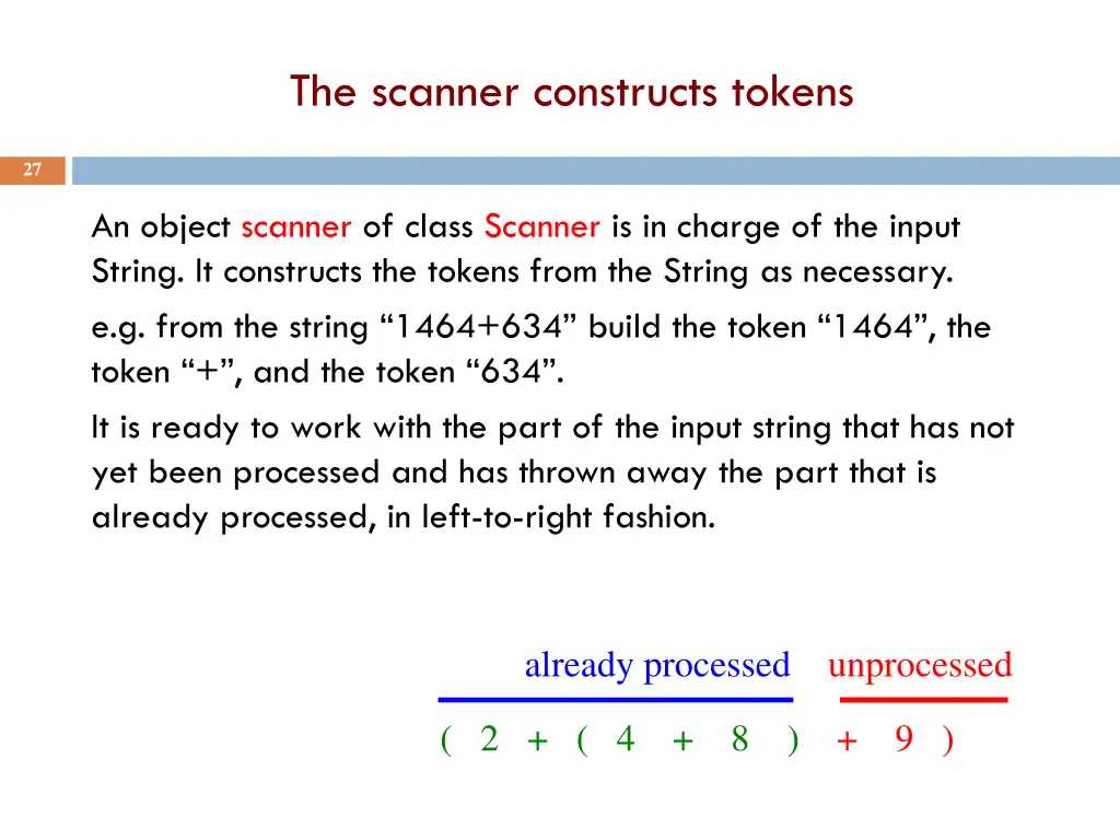 the scanner constructs tokens